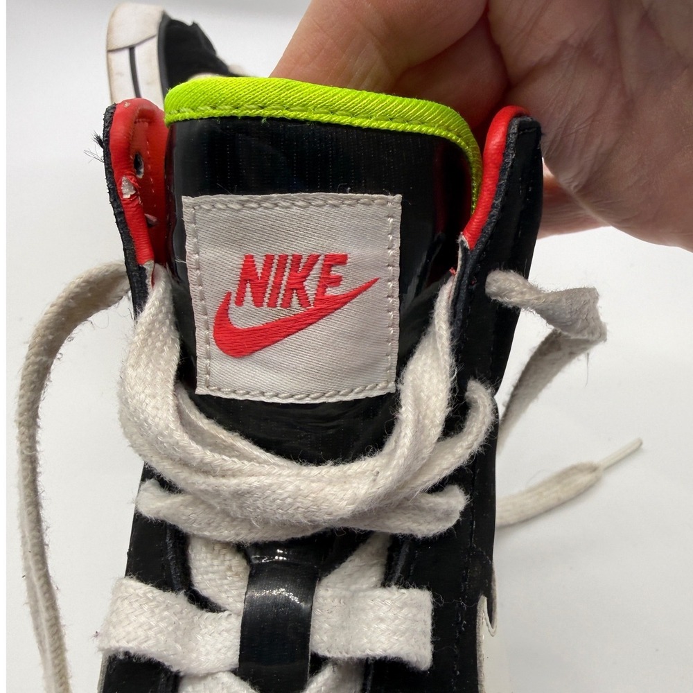 Nike Sweet Classic High Kids 5Y Black Neon Patent Leather Sneakers Athletic Shoe - Picture 7 of 9